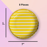 8 Ct.Elegant Gold Rim Pastel Paper Dessert Plates Spring & Easter Party Supplies 7"
