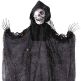 35 1/2" Hanging Light Up Skeleton with Hooded Black Cloak Halloween Decoration