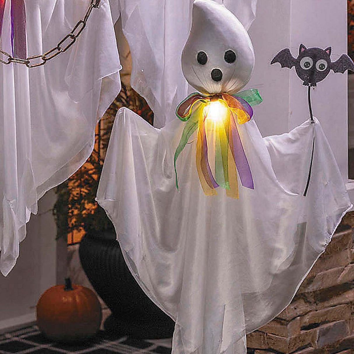 27 1/2 Inch Hanging White Ghosts Halloween Decoration Set of 3