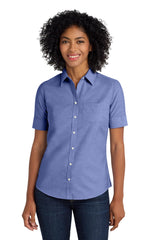 Port Authority® Women's Short Sleeve SuperPro Oxford Shirt Wrinkle Resistant Stain Release Top