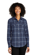 Port Authority® Long Sleeve Ombre Plaid Womens Shirt