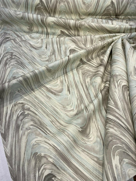 NYC Studio Current Mineral Cotton Twill Fabric - Mineral, 54" Width, 13.5" Horizontal Repeat, 13.5" Vertical Repeat (1 Yard)