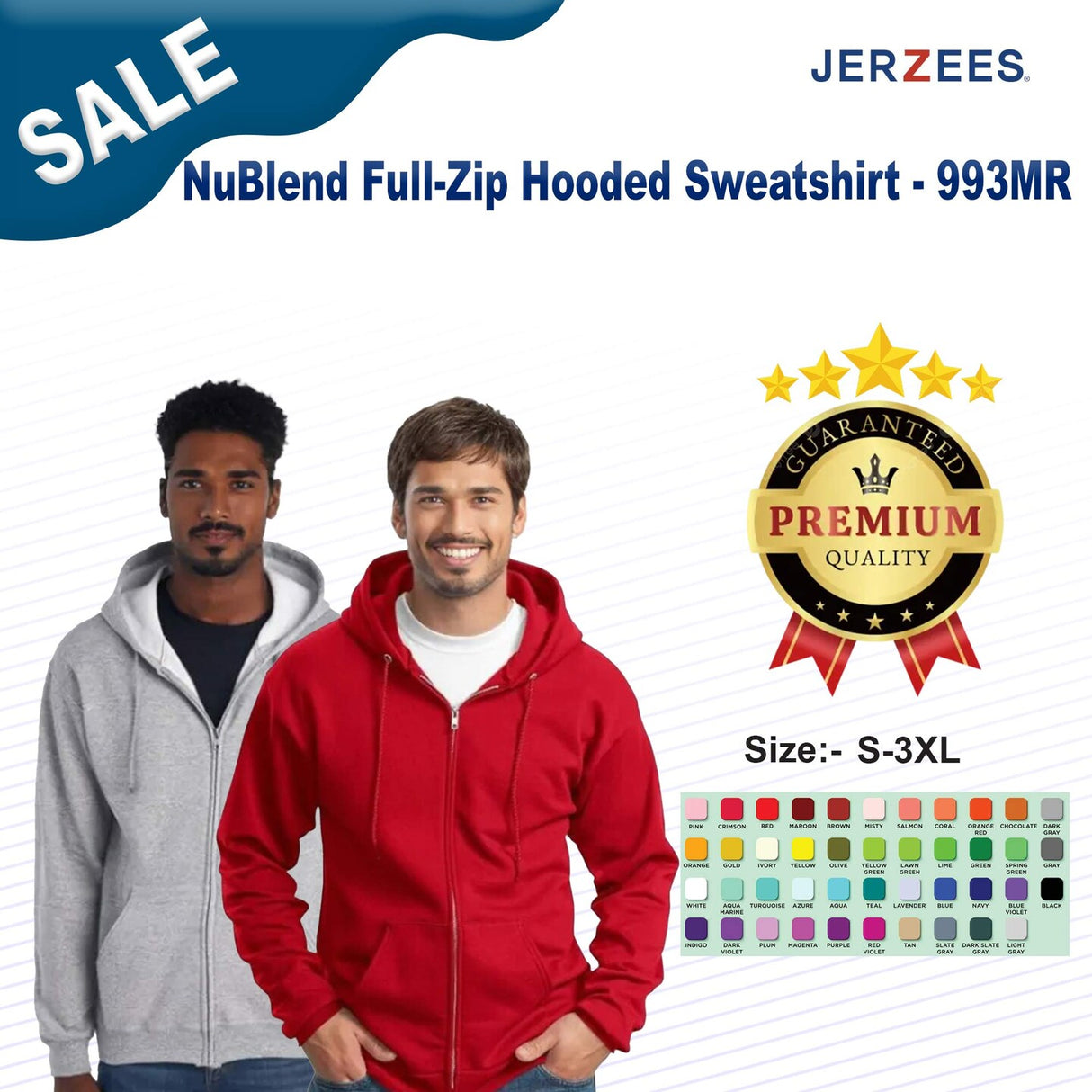 JERZEES® NuBlend Classic Fit Long Sleeve Full-Zip Hooded Sweatshirt