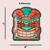 8 Count Tiki Mask Shaped Paper Dessert Plates 7x8 Inch Disposable Party Tableware for Luau Tropical Party