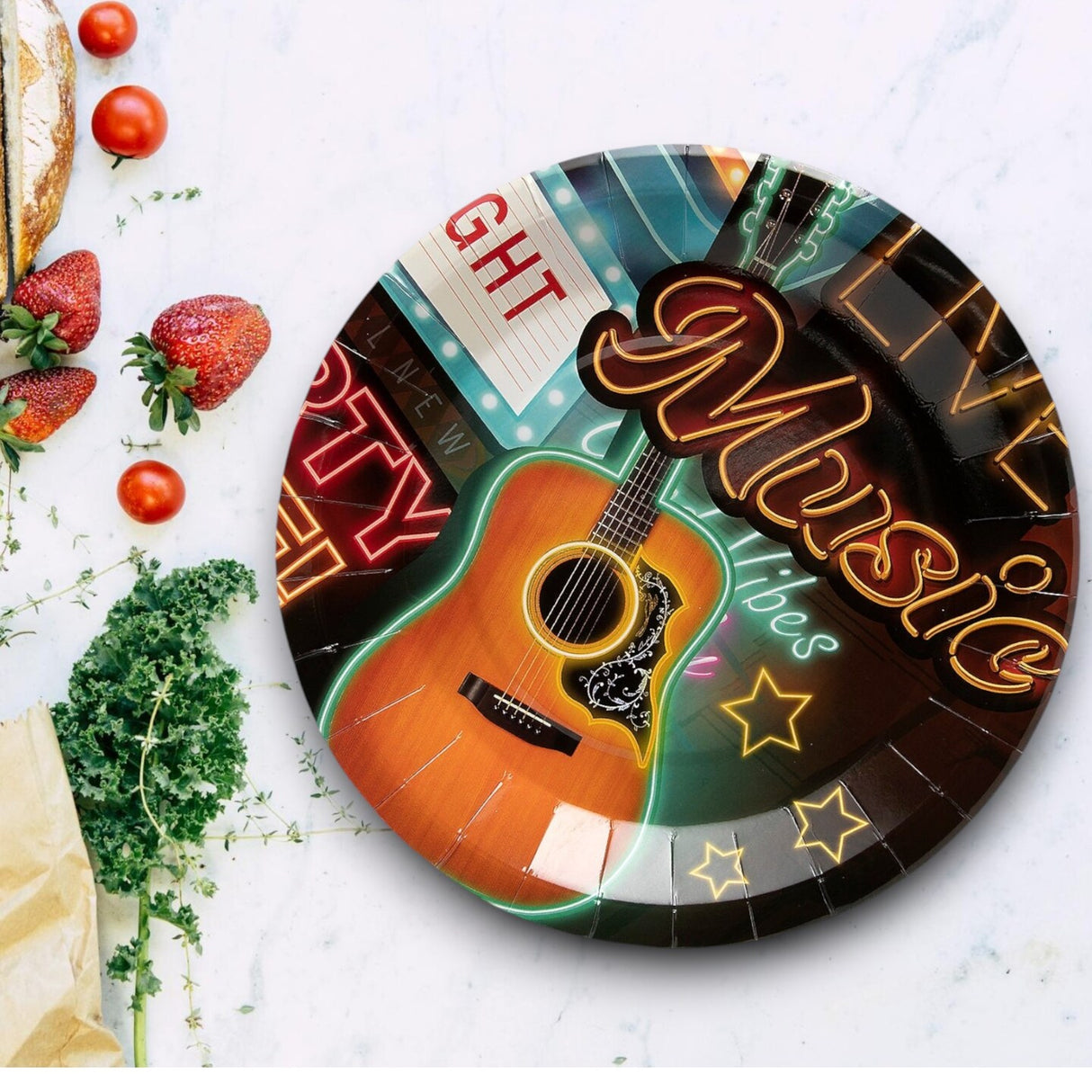 8 Ct. Nashville Music City Party Paper Dinner Plates Country Music Themed Disposable Plate 9"