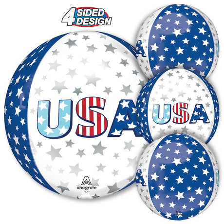 Foil Balloon USA Star Bursts Orbz