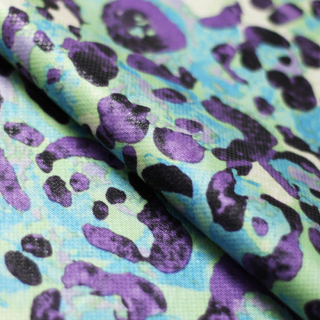 Feline Deco Polyester Spandex Fabric - Leopard Print, Pink/Orange/Turquoise, 58/60" Width (1 Yard)