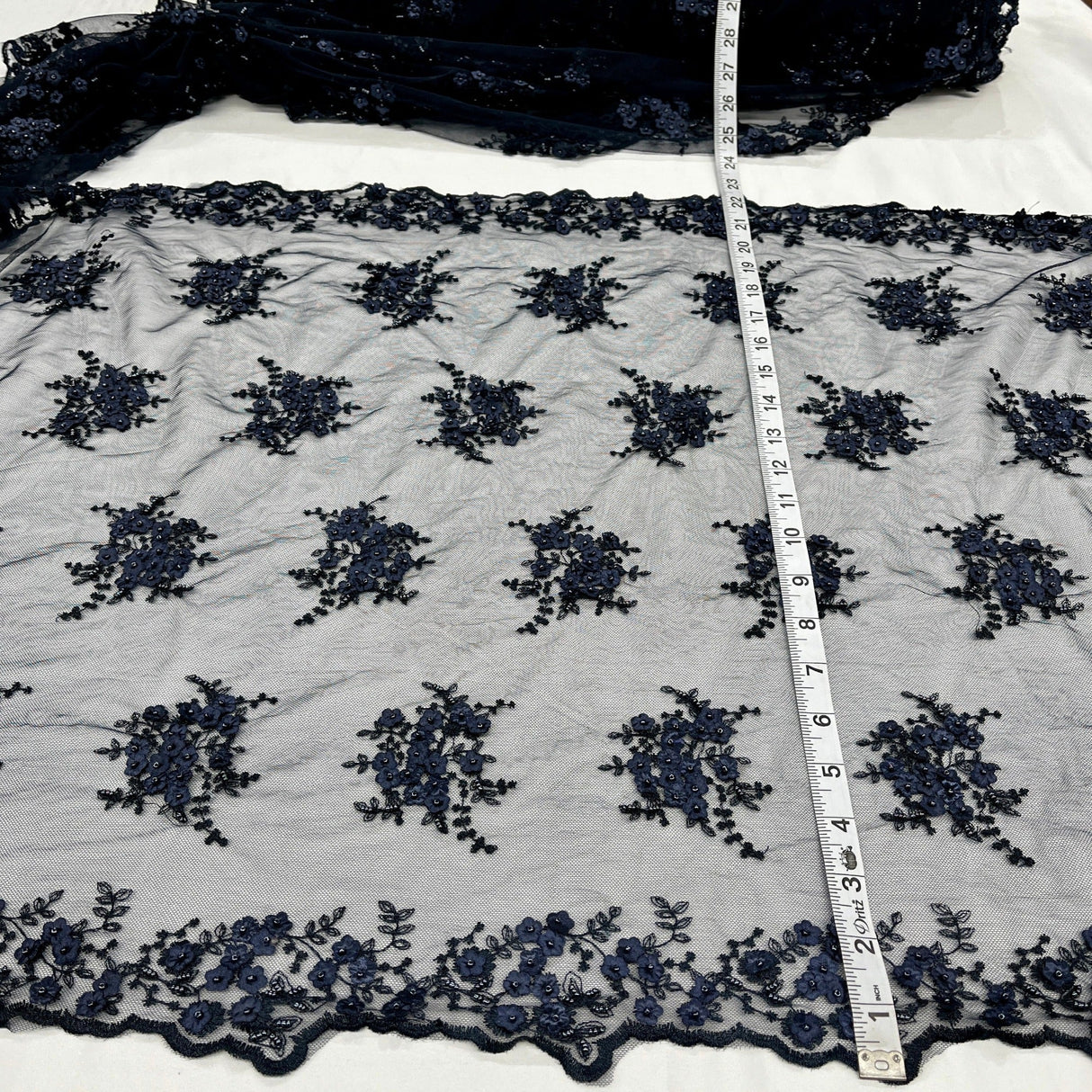 Beaded 3D Floral Lace Trimming