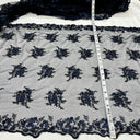Beaded Double Sided 3D Floral Lace Trimming Polyester Fabric - 3D Floral Embroidered Net Mesh, 21" Width (1 Yard)