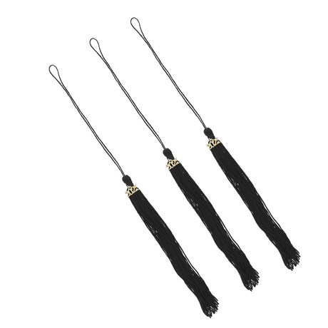 8" Black 2025 Polyester Graduate Mortarboard Tassels - 12 Pc.