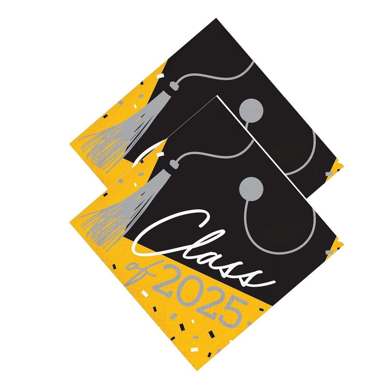 Creative Converting Class of 2025 Yellow Graduation Beverage Napkins – 108 Count