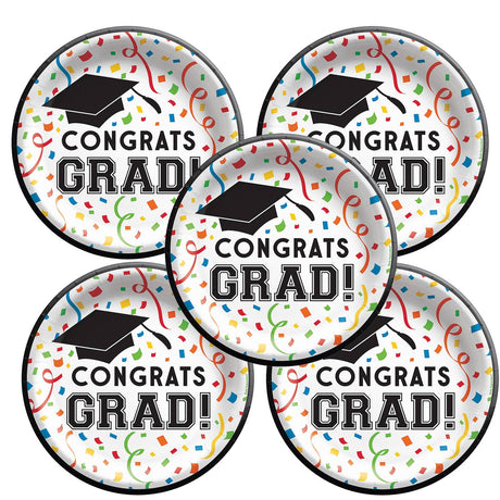 8.5" Congrats Grad Round Paper Dinner Plates 8ct