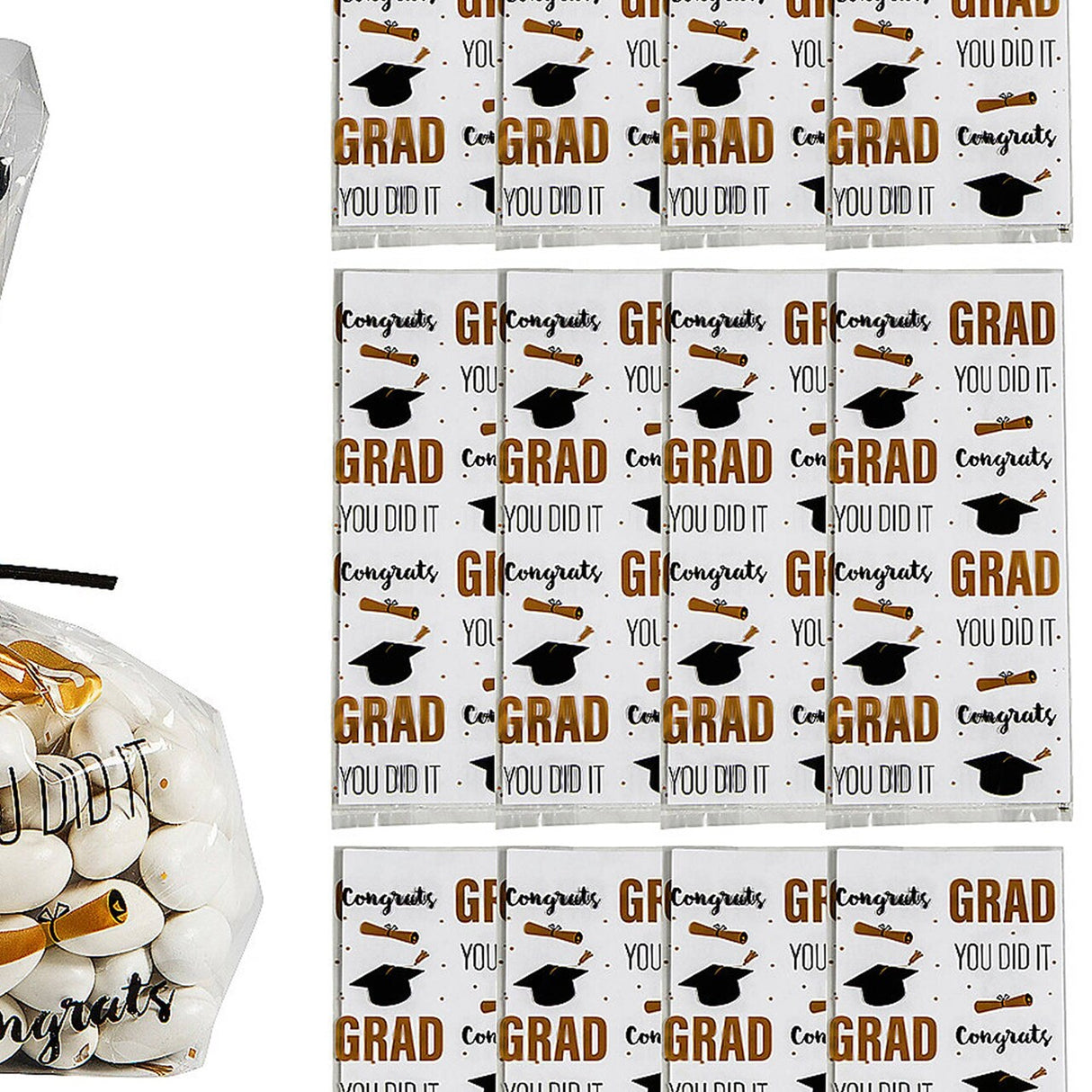 Graduation Cellophane Favor Bags with Twist Ties – 5" x 11.5", 12ct