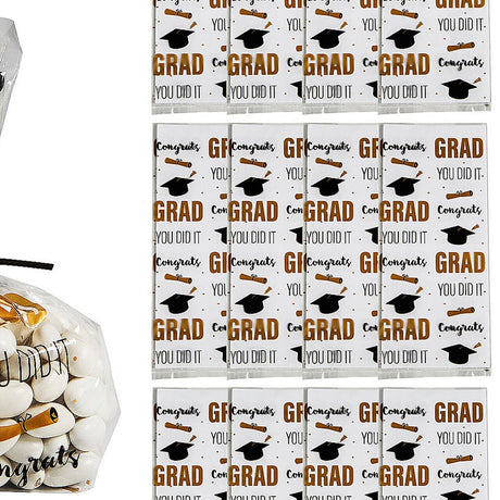 Graduation Cellophane Favor Bags with Twist Ties – 5" x 11.5", 12ct