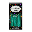 8" Bright Caribbean Blue Rock Candy Sticks – 10.8 oz, 18-Pack