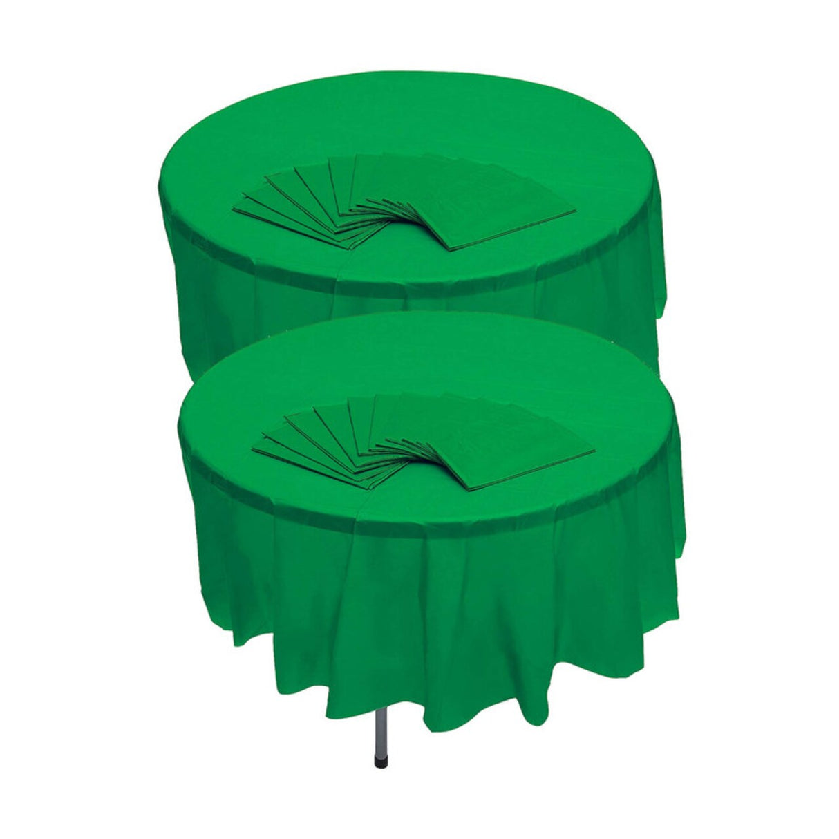82" Bulk Pack of 12 Green Banquet-Style Disposable Round Plastic Tablecloths