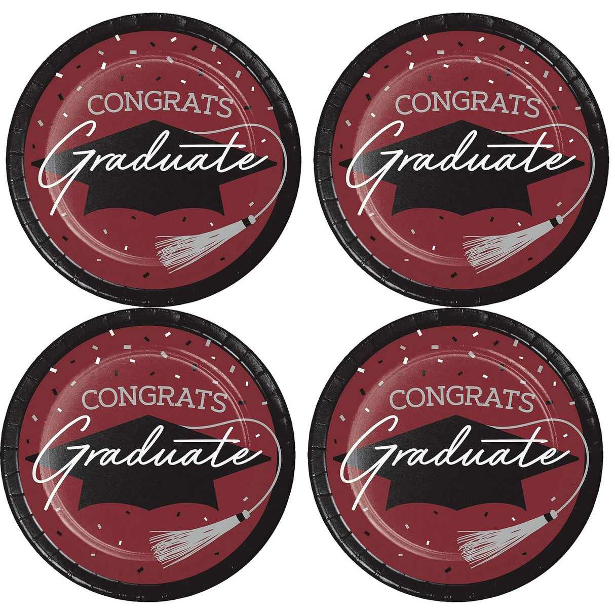 Creative Converting School Spirit Burgundy Graduation Dessert Plates – 54ct
