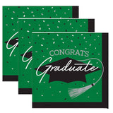 Creative Converting School Spirit Green Graduation Beverage Napkins – 108ct