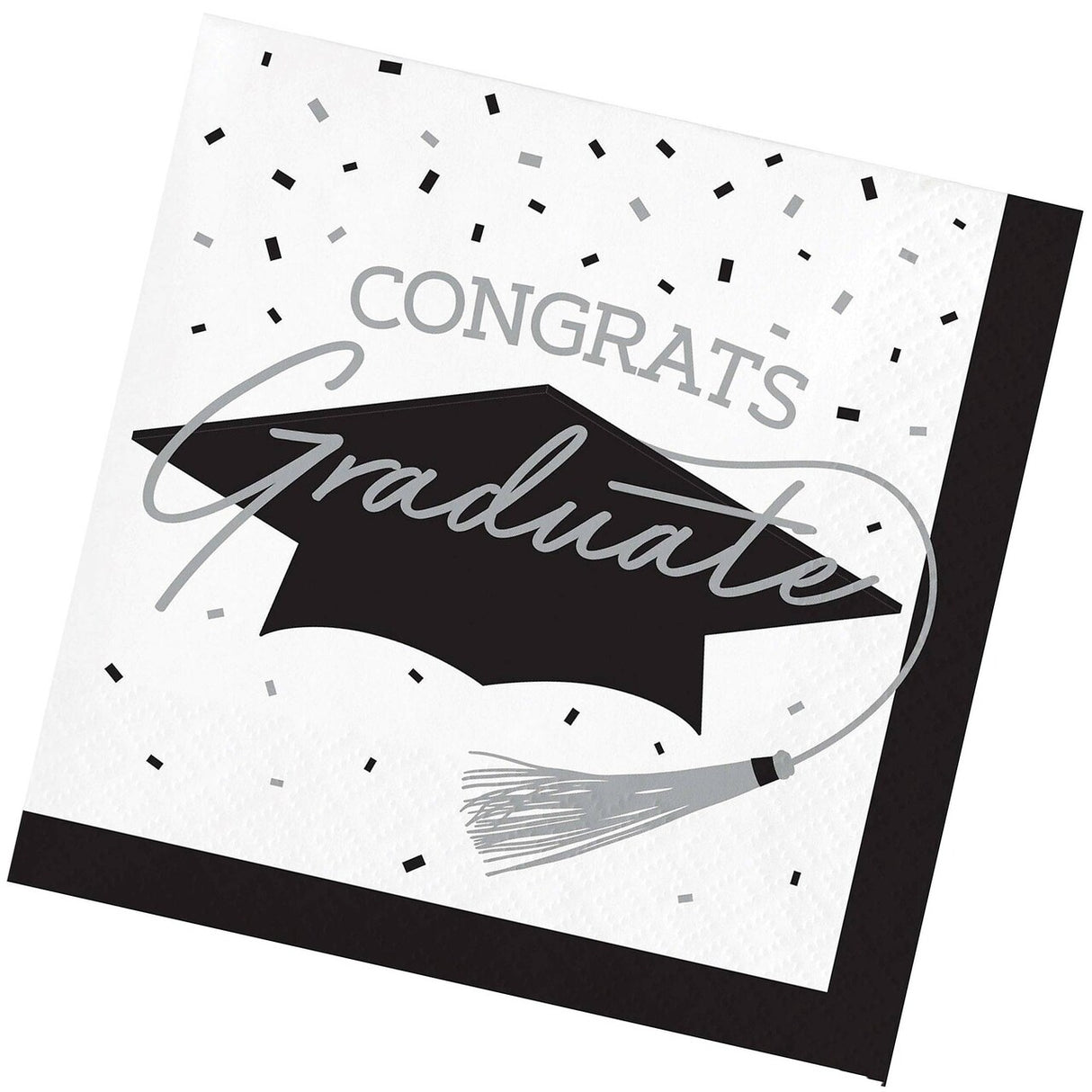 Creative Converting School Spirit White Graduation Beverage Napkins – 108ct