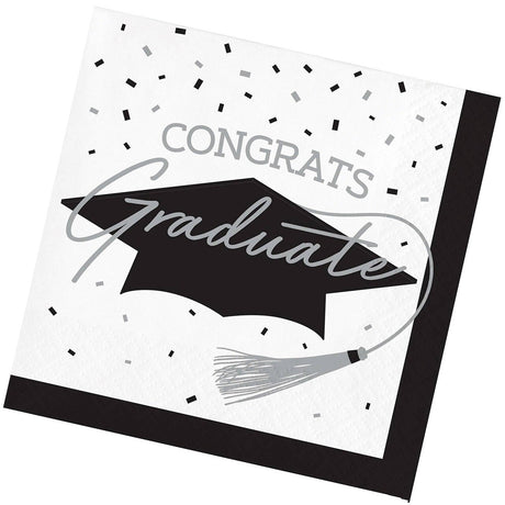 Creative Converting School Spirit White Graduation Beverage Napkins – 108ct