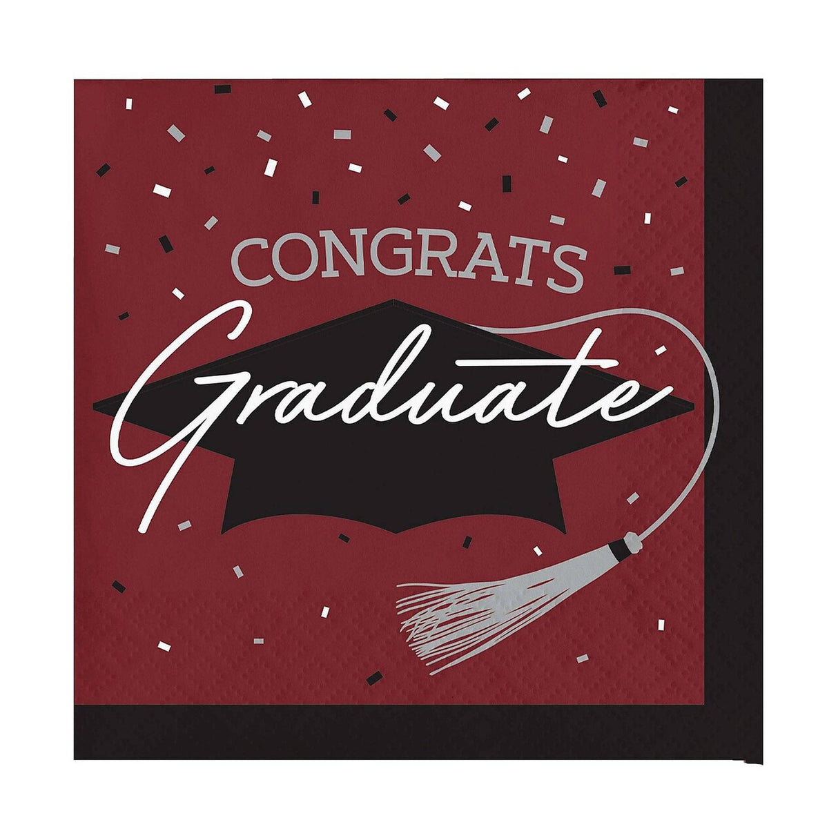 Creative Converting School Spirit Burgundy Graduation Beverage Napkins – 108ct