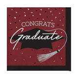Creative Converting School Spirit Burgundy Graduation Beverage Napkins – 108ct
