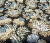 Pkl Studio Balinese Garden Floral Caviar Brown Linen Cotton Fabric - Floral Print, Brown/Beige/Taupe, 25.25" Vertical Repeat, 27" Horizontal Repeat (1 Yard)