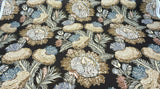 Pkl Studio Balinese Garden Floral Caviar Brown Linen Cotton Fabric - Floral Print, Brown/Beige/Taupe, 25.25" Vertical Repeat, 27" Horizontal Repeat (1 Yard)