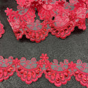1 yarda de encaje bordado con cuentas y cordones de 2.5" de ancho malla de red 100% poliéster para vestidos de ocasión especial