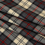 Virgin Wool Twill Made in Italy - Cream, Charcoal and Red Plaid