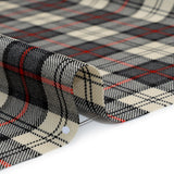 Virgin Wool Twill Made in Italy - Cream, Charcoal and Red Plaid