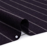 Stretch Virgin Wool Twill Suiting Made in Italy - Plum Purple and White Chalk Stripes