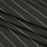 Stretch Virgin Wool Twill Suiting Made in Italy - Dark Green and White Chalk Stripes