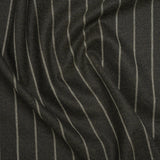 Stretch Virgin Wool Twill Suiting Made in Italy - Dark Green and White Chalk Stripes