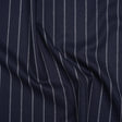 Stretch Virgin Wool Twill Suiting Made in Italy - Navy Blue and White Chalk Stripes