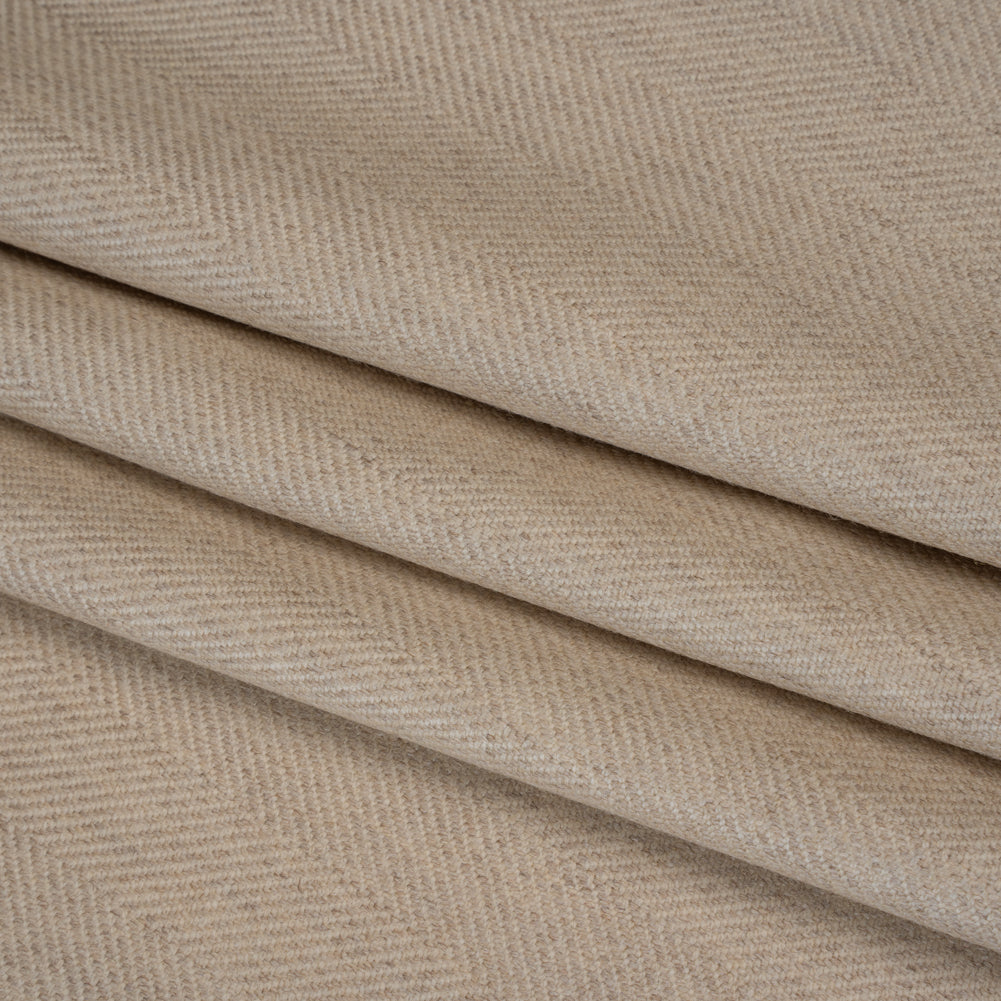 Virgin Wool Twill Made in Italy - Beige Herringbone