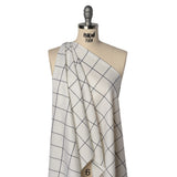 Blended Super 120 Virgin Wool Twill Made in Italy - Cream and Black Windowpane Check
