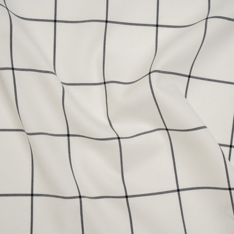 Blended Super 120 Virgin Wool Twill Made in Italy - Cream and Black Windowpane Check