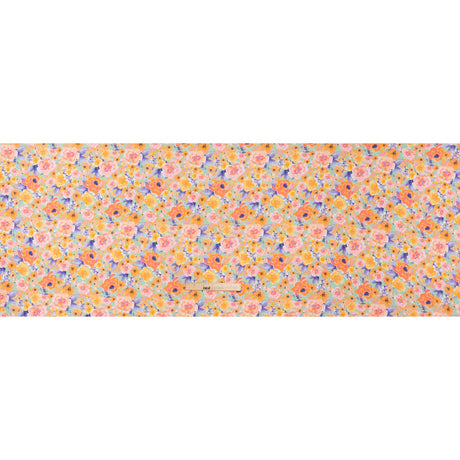 Lightweight Linen Woven Print - Light Sage, Purple and Orange Watercolor Florals