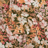 Medium Weight Linen Woven Print - Dark Sage, Pink and Creamsicle Floral