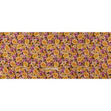 Medium Weight Linen Woven Print - Mustard Yellow, Magenta Pink and Dark Olive Green Roses