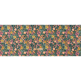Medium Weight Linen Woven Print - Dark Teal, Orange and Pink Tulip Garden