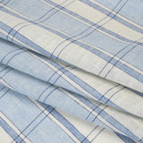 Lightweight Linen Dobby - Light Blue and Cream Plaid with Basketweave Details