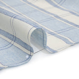 Lightweight Linen Dobby - Light Blue and Cream Plaid with Basketweave Details
