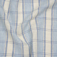 Lightweight Linen Dobby - Light Blue and Cream Plaid with Basketweave Details