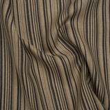 Medium Weight Linen Woven Print - Black, Olive Green and Beige Barcode Stripes