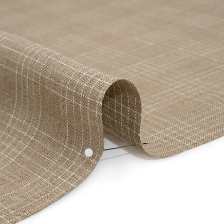 Medium Weight Linen Woven - Oatmeal Beige and White Fine Plaid