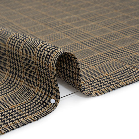 Linen Twill - Black, Beige and Tan Glen Plaid