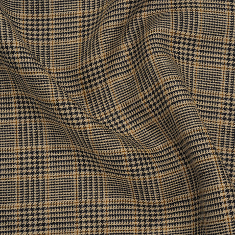 Linen Twill - Black, Beige and Tan Glen Plaid