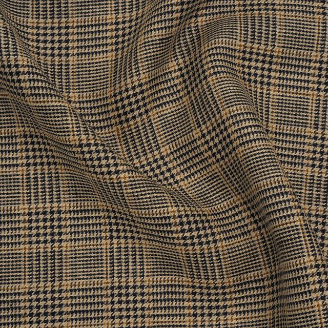Linen Twill - Black, Beige and Tan Glen Plaid